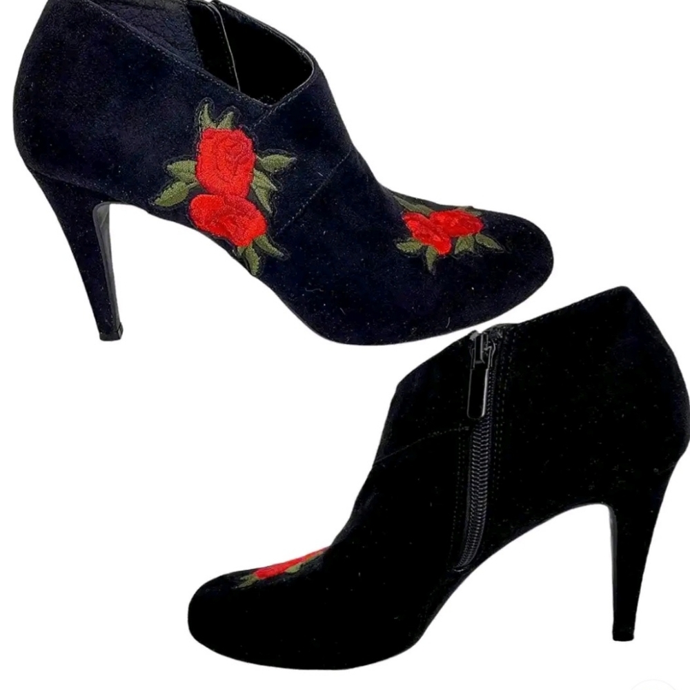 Black and red floral boots/booties , brand-new